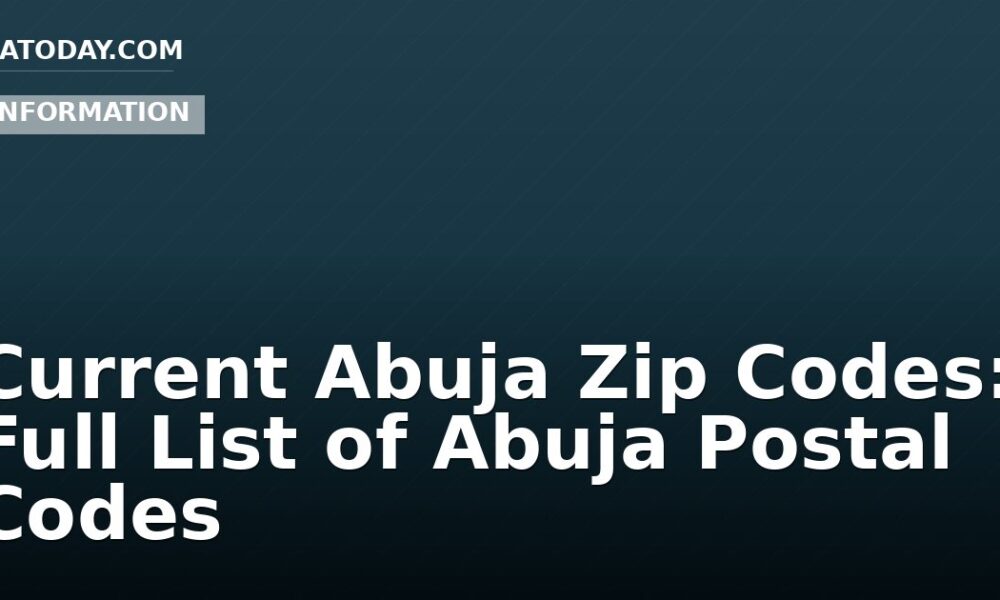Current Abuja Zip Codes: Full List of Abuja Postal Codes