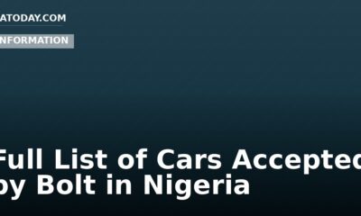 Full List of Cars Accepted by Bolt in Nigeria