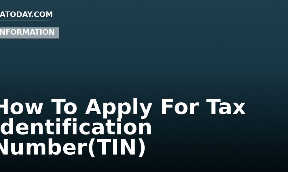 How To Apply For Tax Identification Number(TIN)