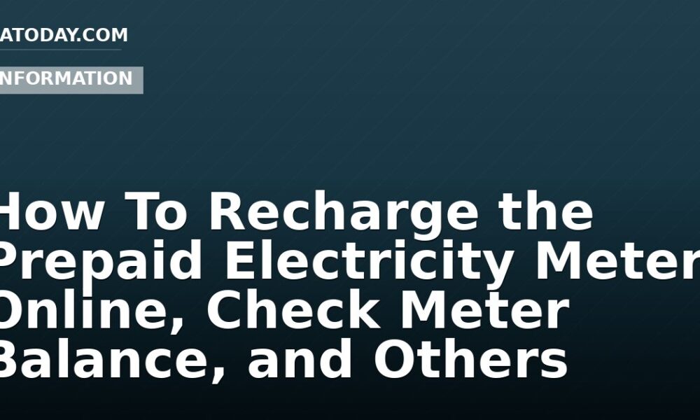 How To Recharge the Prepaid Electricity Meter Online, Check Meter Balance, and Others