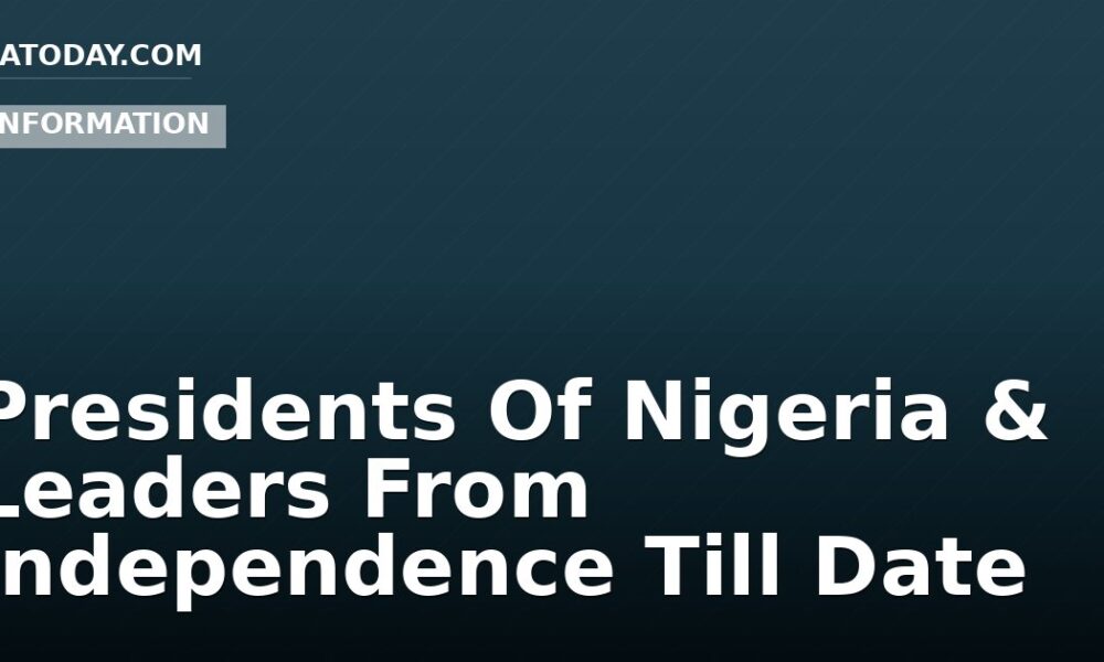 Presidents Of Nigeria & Leaders From Independence Till Date